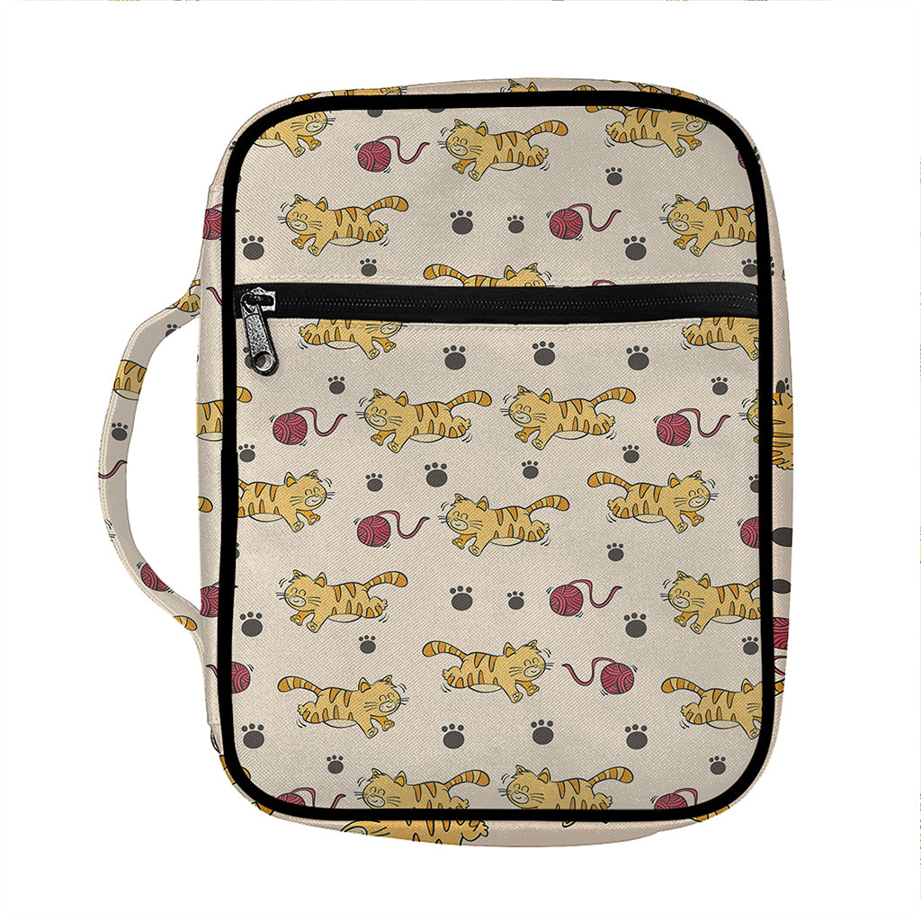 Cat And Yarn Ball Pattern Print Front Pocket Bible Bag