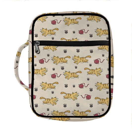 Cat And Yarn Ball Pattern Print Front Pocket Bible Bag