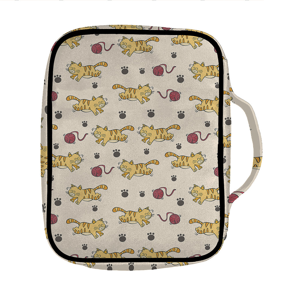 Cat And Yarn Ball Pattern Print Front Pocket Bible Bag