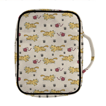 Cat And Yarn Ball Pattern Print Front Pocket Bible Bag