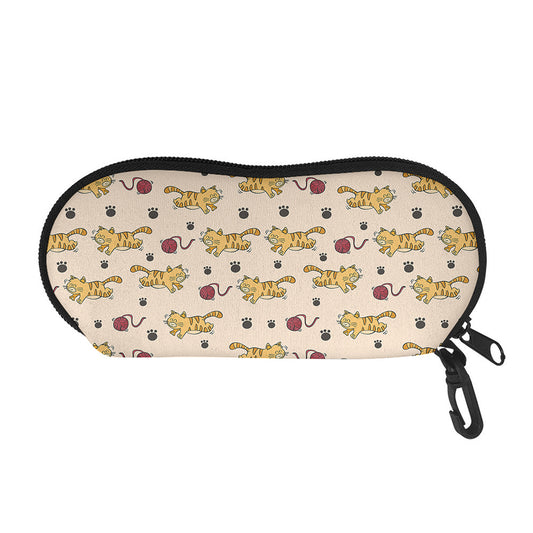 Cat And Yarn Ball Pattern Print Glasses Case
