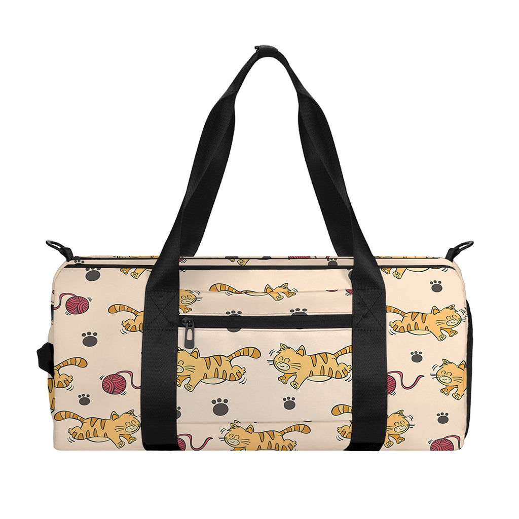 Cat And Yarn Ball Pattern Print Gym Bag