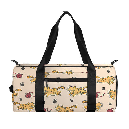 Cat And Yarn Ball Pattern Print Gym Bag