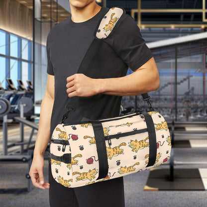 Cat And Yarn Ball Pattern Print Gym Bag