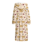 Cat And Yarn Ball Pattern Print Hooded Bathrobe