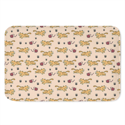 Cat And Yarn Ball Pattern Print Indoor Door Mat