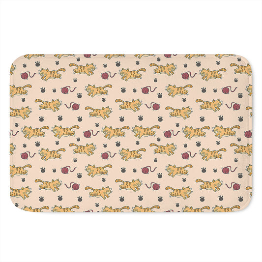 Cat And Yarn Ball Pattern Print Indoor Door Mat