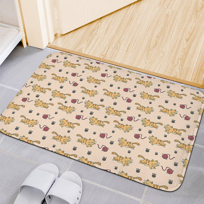 Cat And Yarn Ball Pattern Print Indoor Door Mat