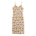 Cat And Yarn Ball Pattern Print Jersey Midi Cami Dress