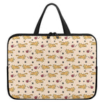 Cat And Yarn Ball Pattern Print Laptop Sleeve With Handle