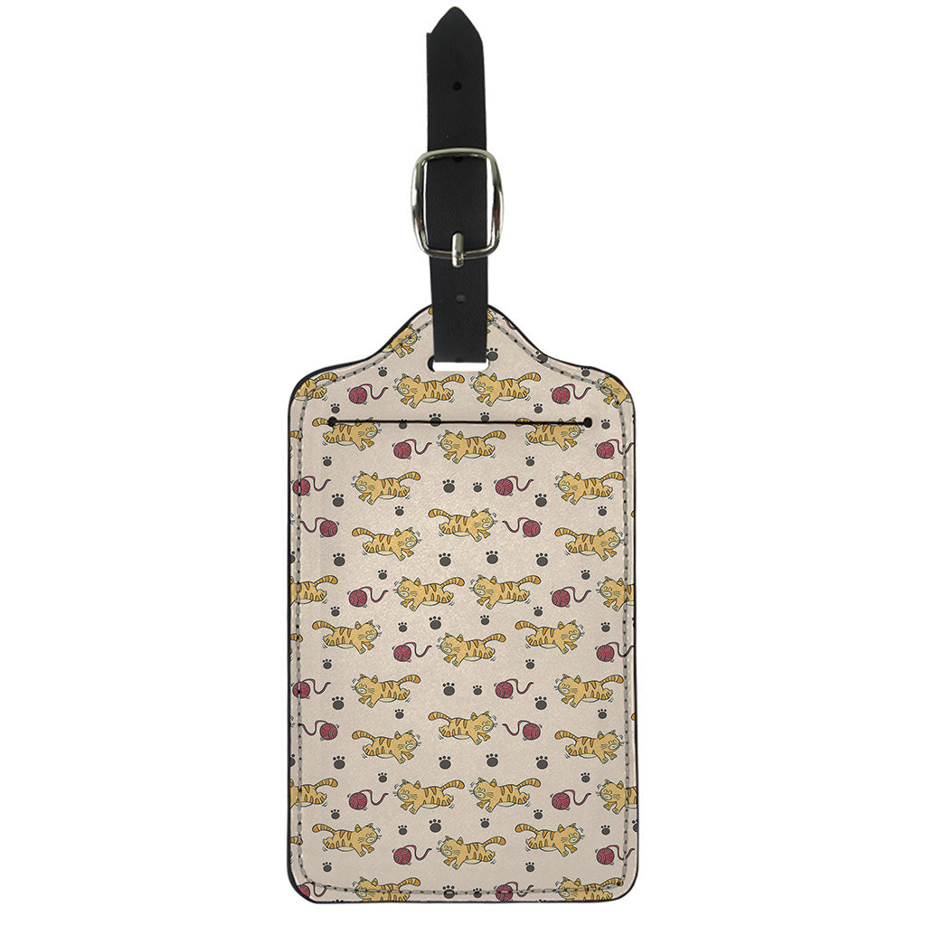 Cat And Yarn Ball Pattern Print Luggage Tag