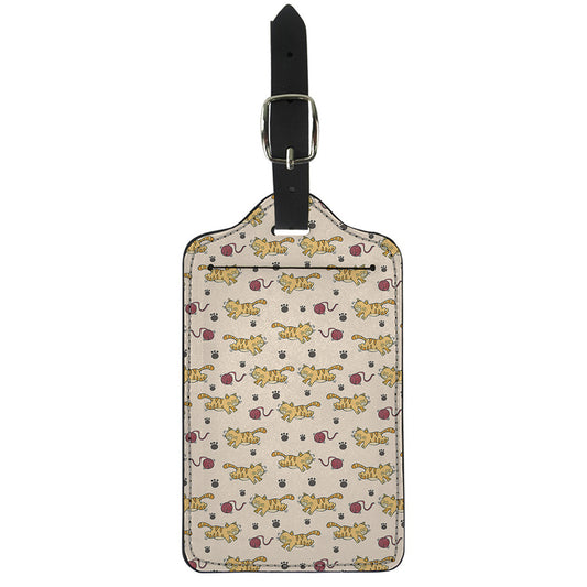 Cat And Yarn Ball Pattern Print Luggage Tag