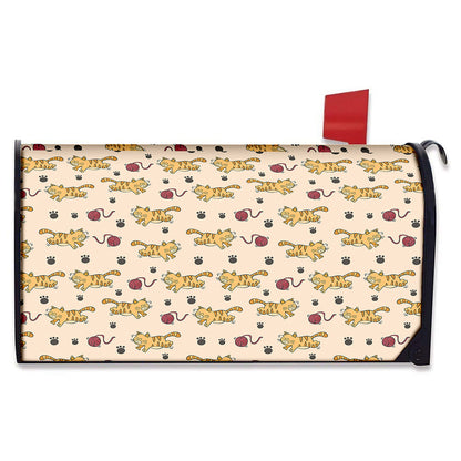 Cat And Yarn Ball Pattern Print Mailbox Cover