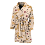 Cat And Yarn Ball Pattern Print Men's Bathrobe
