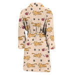 Cat And Yarn Ball Pattern Print Men's Bathrobe