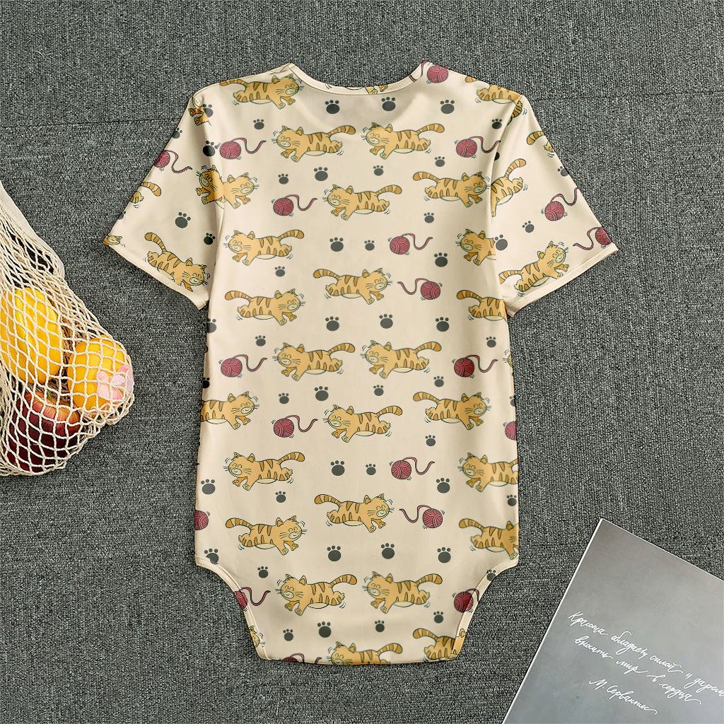 Cat And Yarn Ball Pattern Print Men's Bodysuit