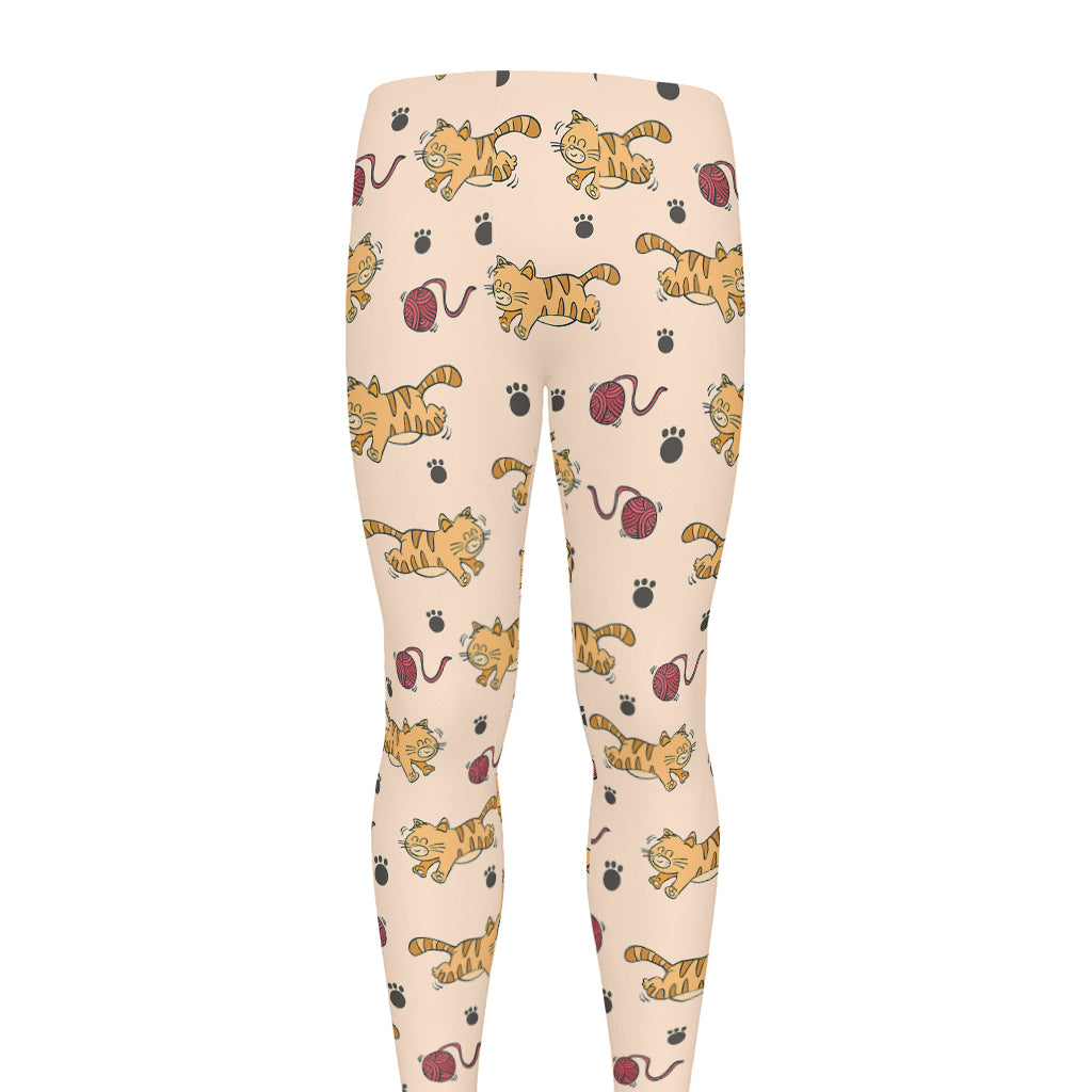 Cat And Yarn Ball Pattern Print Men's leggings
