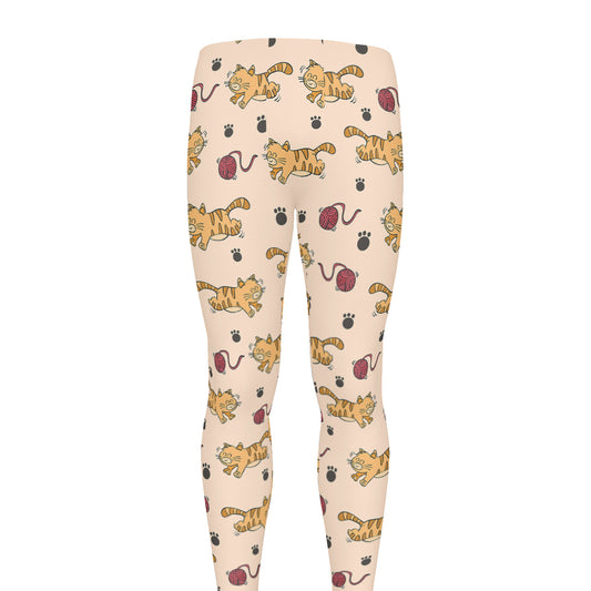 Cat And Yarn Ball Pattern Print Men's leggings
