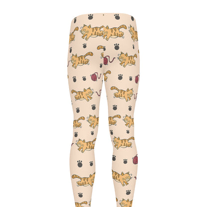 Cat And Yarn Ball Pattern Print Men's leggings
