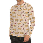 Cat And Yarn Ball Pattern Print Men's Long Sleeve Rash Guard