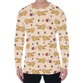Cat And Yarn Ball Pattern Print Men's Long Sleeve T-Shirt