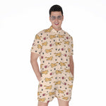 Cat And Yarn Ball Pattern Print Men's Rompers
