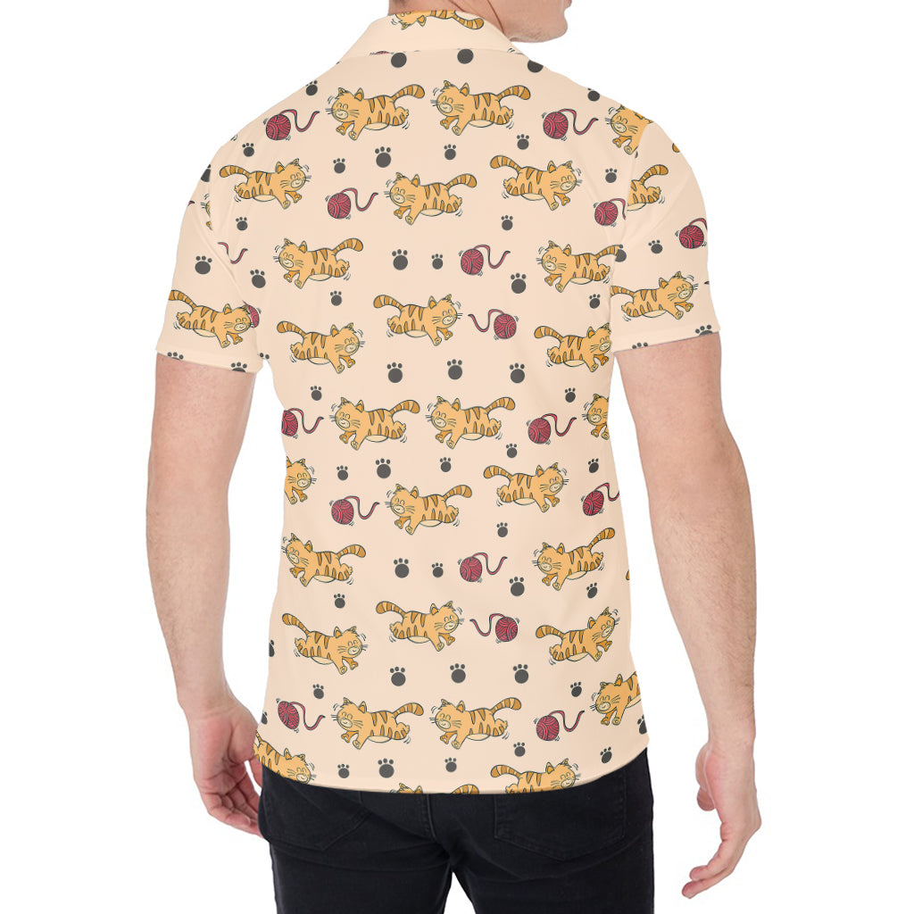 Cat And Yarn Ball Pattern Print Men's Shirt