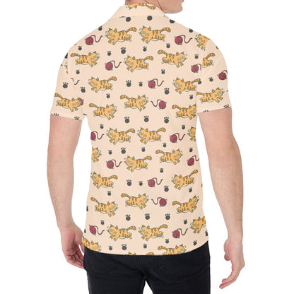 Cat And Yarn Ball Pattern Print Men's Shirt