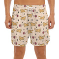 Cat And Yarn Ball Pattern Print Men's Split Running Shorts