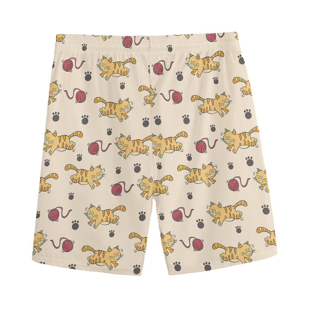 Cat And Yarn Ball Pattern Print Men's Sports Shorts