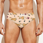 Cat And Yarn Ball Pattern Print Men's Swim Briefs
