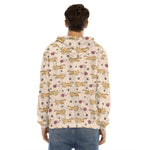 Cat And Yarn Ball Pattern Print Men's Velvet Pullover Hoodie