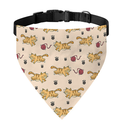 Cat And Yarn Ball Pattern Print Over The Collar Dog Bandana
