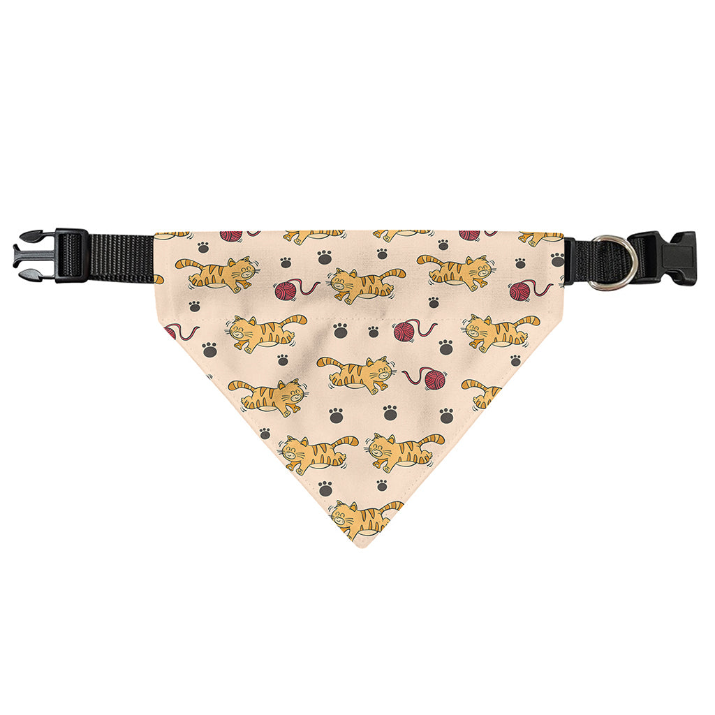 Cat And Yarn Ball Pattern Print Over The Collar Dog Bandana