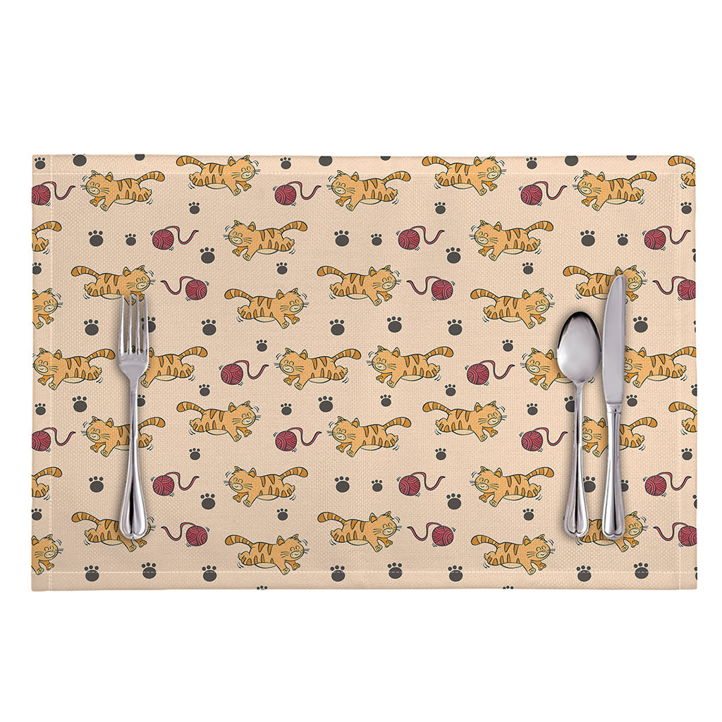 Cat And Yarn Ball Pattern Print Placemat