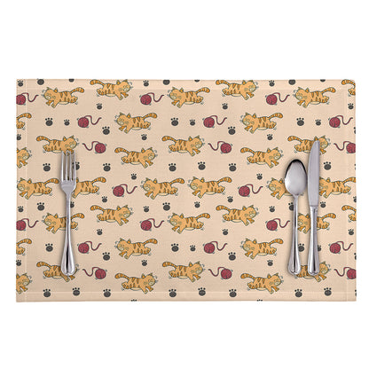 Cat And Yarn Ball Pattern Print Placemat