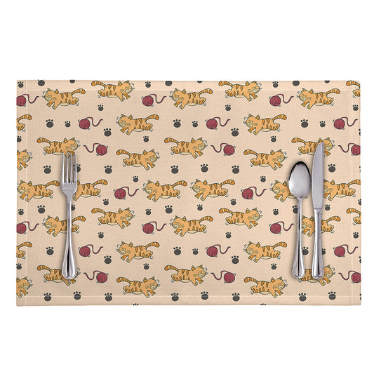 Cat And Yarn Ball Pattern Print Placemat