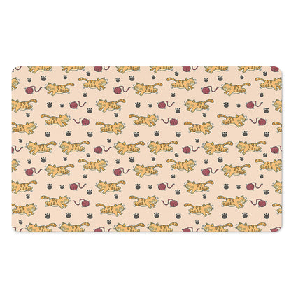 Cat And Yarn Ball Pattern Print Polyester Doormat
