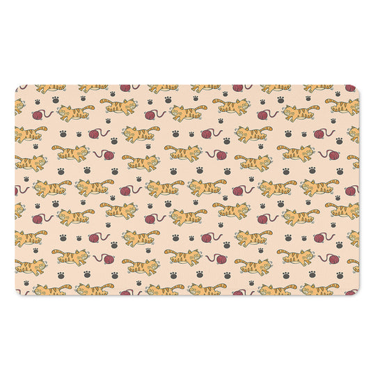 Cat And Yarn Ball Pattern Print Polyester Doormat