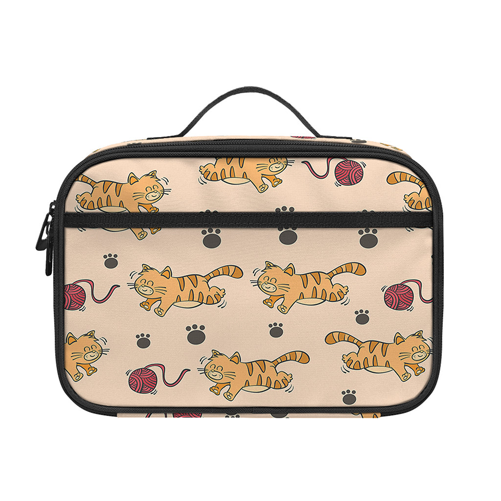 Cat And Yarn Ball Pattern Print Portable Lunch Bag