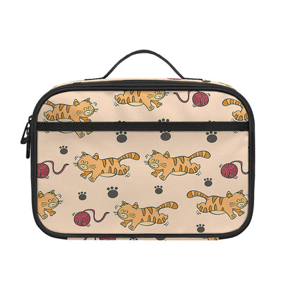 Cat And Yarn Ball Pattern Print Portable Lunch Bag