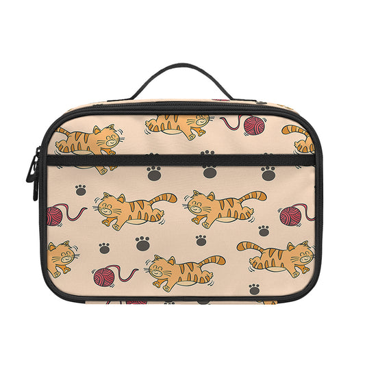 Cat And Yarn Ball Pattern Print Portable Lunch Bag
