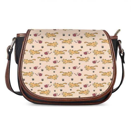 Cat And Yarn Ball Pattern Print Saddle Bag