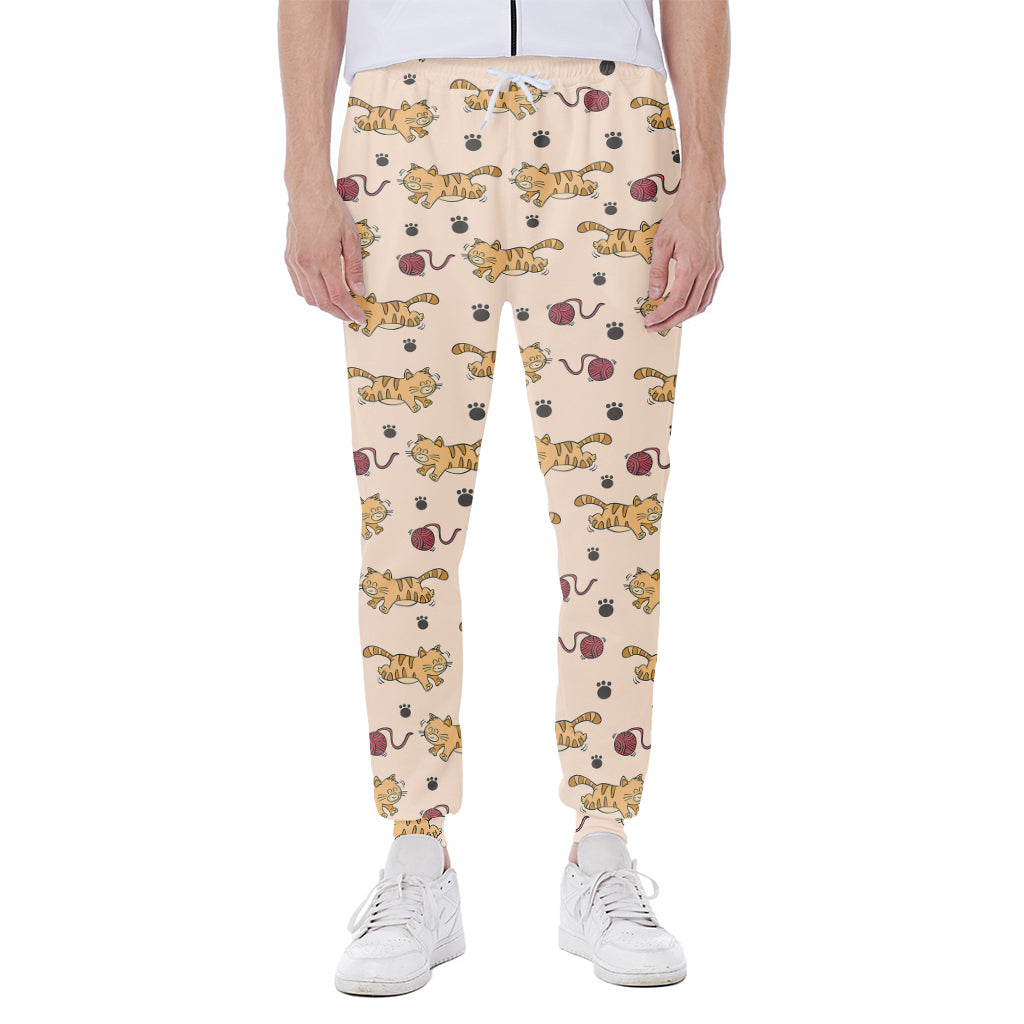 Cat And Yarn Ball Pattern Print Scuba Joggers