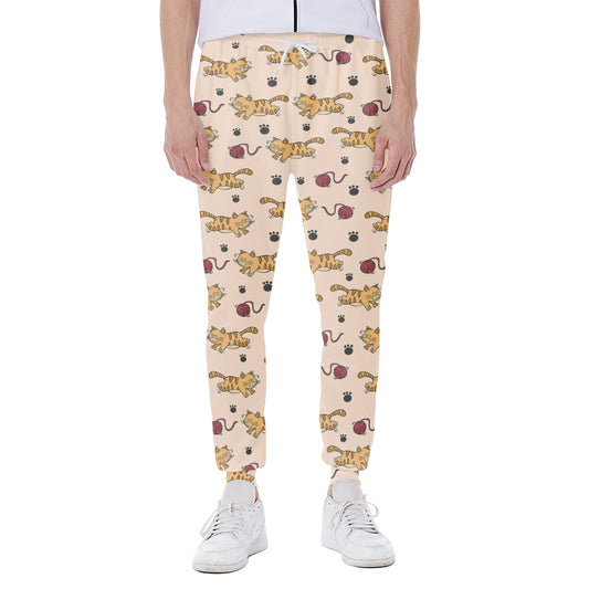 Cat And Yarn Ball Pattern Print Scuba Joggers