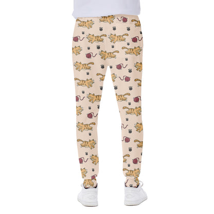 Cat And Yarn Ball Pattern Print Scuba Joggers