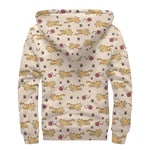 Cat And Yarn Ball Pattern Print Sherpa Lined Zip Up Hoodie