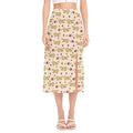 Cat And Yarn Ball Pattern Print Side Slit Midi Skirt