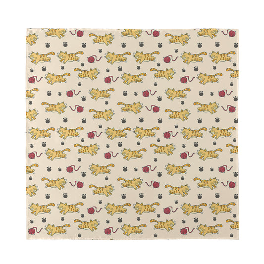 Cat And Yarn Ball Pattern Print Silk Bandana
