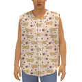 Cat And Yarn Ball Pattern Print Sleeveless Baseball Jersey